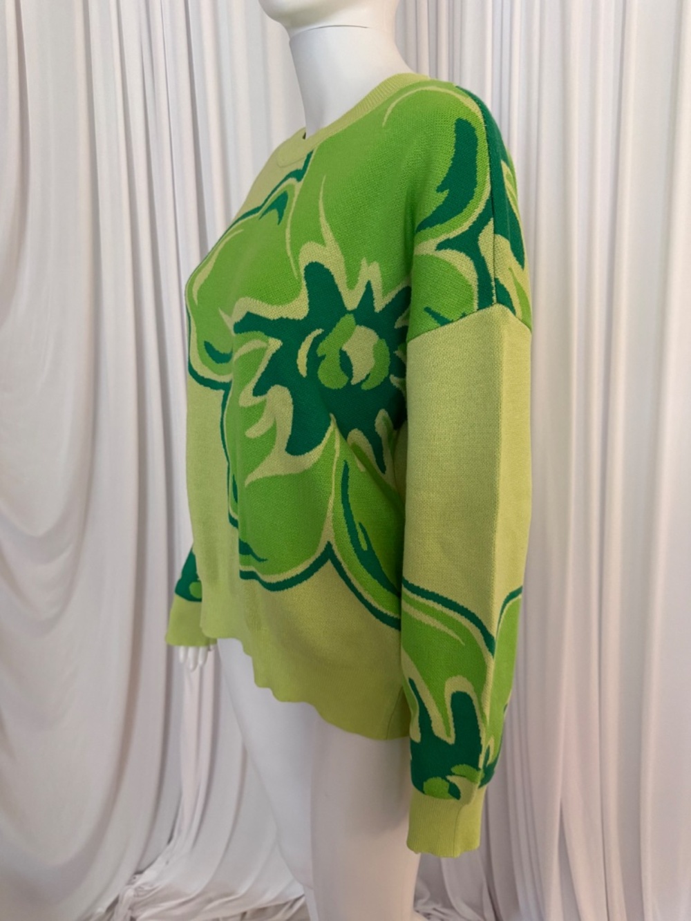 Jaclyn Smith Cactus Green Floral Jacquard Sweater Size XL NWOT - Picture 8 of 16